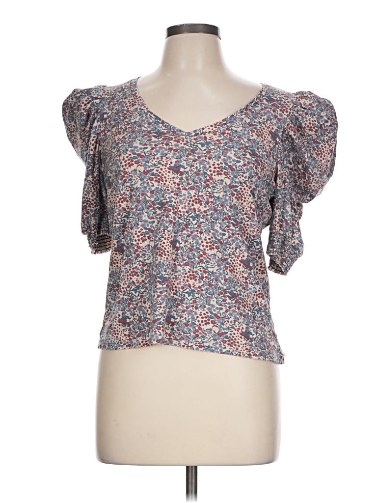 Pre-owned Nation Ltd Short Sleeve Top Pink Sweetheart Neckline Tops
