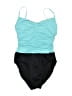 Miraclesuit Color Block Teal One Piece Swimsuit Size 8 - photo 1