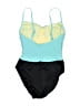 Miraclesuit Color Block Teal One Piece Swimsuit Size 8 - photo 2