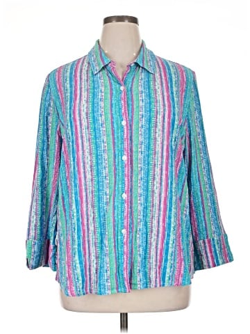 Draper's & Damon's 3/4 Sleeve Button-Down Shirt (view 1)