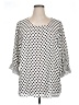 Rose + Olive 100% Polyester Polka Dots White 3/4 Sleeve Blouse Size 1X - photo 1