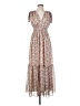 Reset 100% Polyester Floral Tan Casual Dress Size S - photo 1