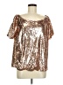 Hayden 100% Polyester Metallic Gold Short Sleeve Blouse Size M - photo 1