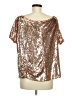 Hayden 100% Polyester Metallic Gold Short Sleeve Blouse Size M - photo 2