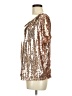 Hayden 100% Polyester Metallic Gold Short Sleeve Blouse Size M - photo 5