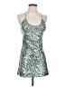 Marc Jacobs 100% Polyester Metallic Silver Green Cocktail Dress Size 00 - photo 1