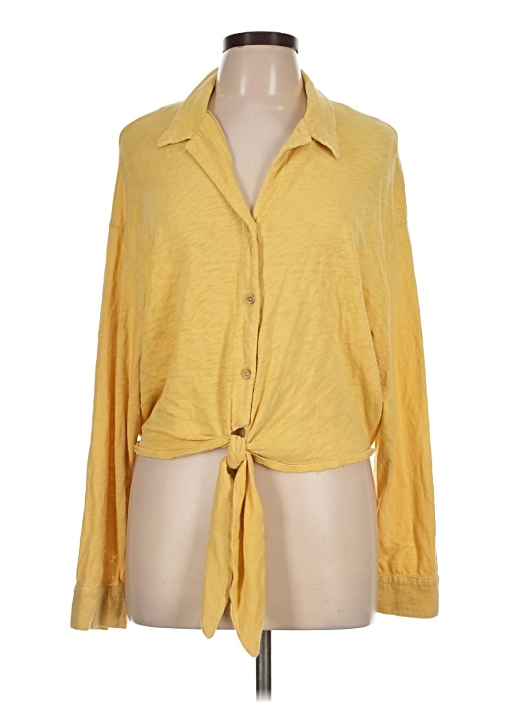 Pre-owned Hello Nite Long Sleeve Blouse In Yellow
