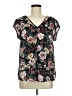 Halogen Floral Black Short Sleeve Blouse Size M - photo 1