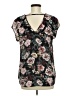 Halogen Floral Black Short Sleeve Blouse Size M - photo 2