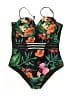Unbranded Tropical Black One Piece Swimsuit Size XL - photo 1