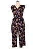 Apt. 9 Floral Blue Jumpsuit Size L - photo 1
