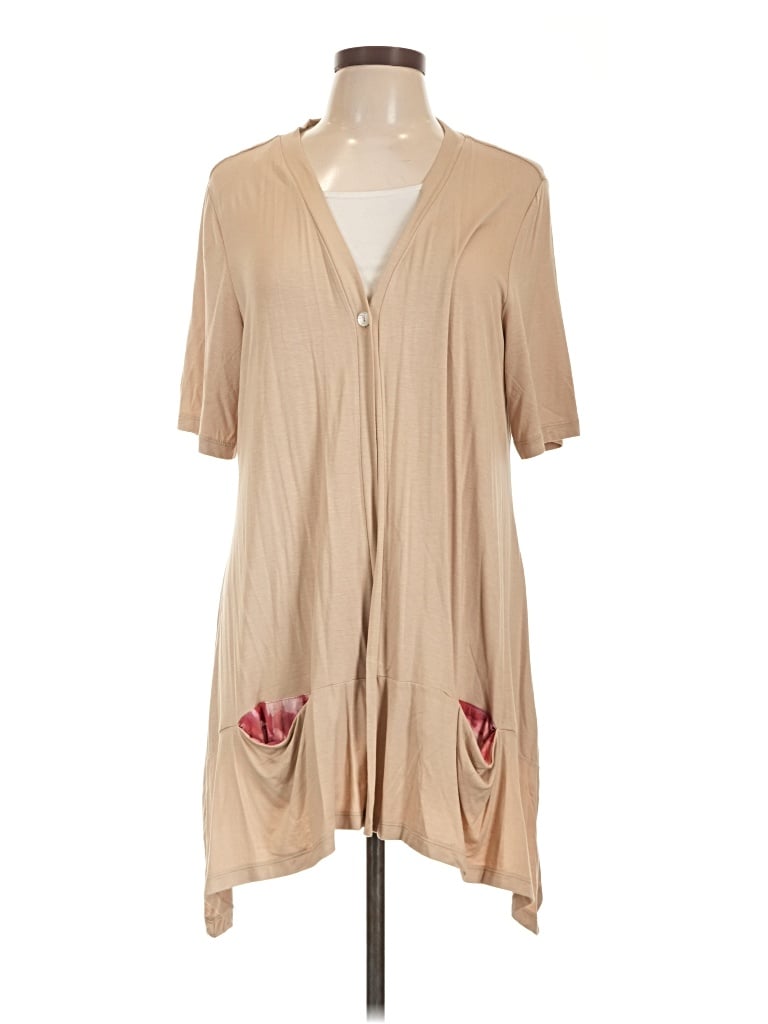 Pre-owned Logo By Lori Goldstein Cardigan Sweater In Tan