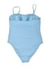 Primark Solid Blue One Piece Swimsuit Size L - photo 2