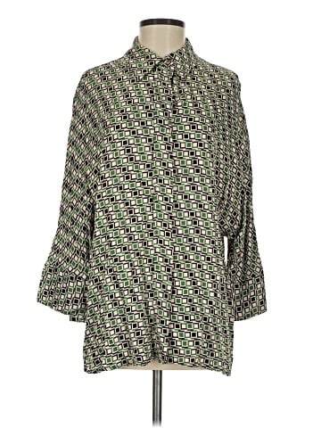Zara 3/4 Sleeve Button-Down Shirt (view 1)