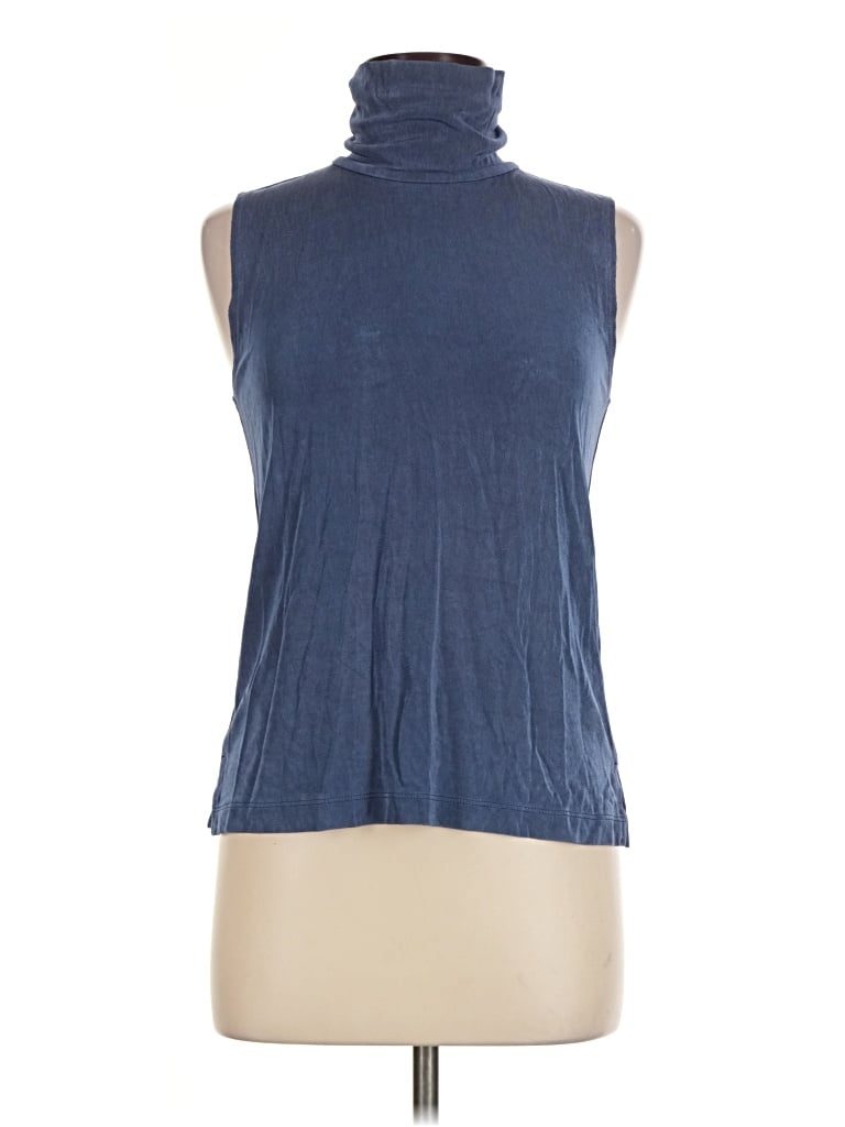 Pre-owned Travelers By Chico's Sleeveless Top Blue High Neck Tops