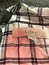 Ann Taylor LOFT 100% Rayon Plaid Silver Long Sleeve Blouse Size M - photo 7