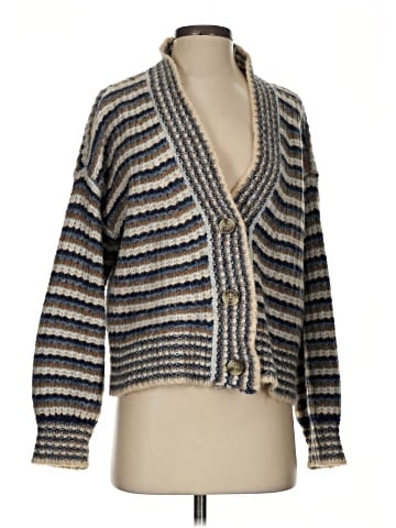 Madewell Waller Crop Cardigan Sweater in Stripe (view 1)