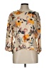 BCBGMAXAZRIA 100% Rayon Floral Tan 3/4 Sleeve Blouse Size L - photo 1