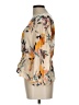 BCBGMAXAZRIA 100% Rayon Floral Tan 3/4 Sleeve Blouse Size L - photo 5