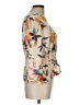 BCBGMAXAZRIA 100% Rayon Floral Tan 3/4 Sleeve Blouse Size L - photo 4