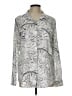 Karl Lagerfeld Paris Print Silver Long Sleeve Blouse Size L - photo 1