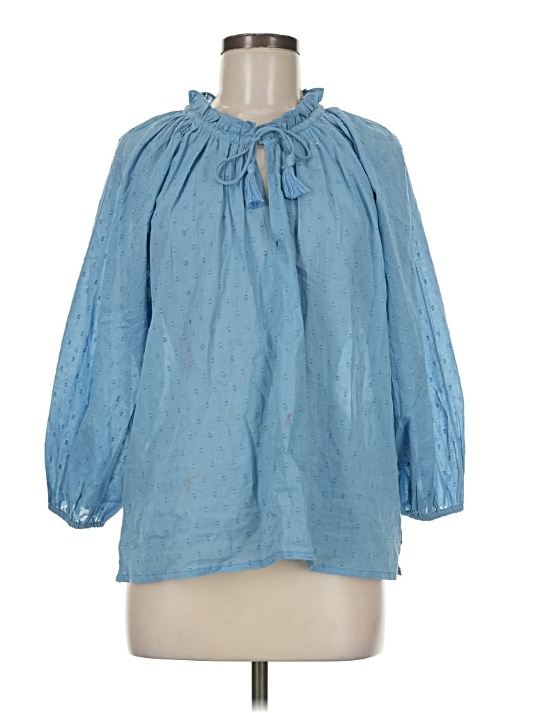 Pre-owned Cleobella 3/4 Sleeve Blouse In Blue