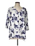J.Jill Floral Blue 3/4 Sleeve Blouse Size Lg Petite - photo 1