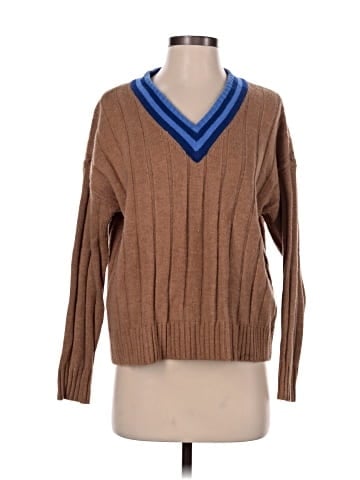 Madewell Tipped V-Neck Oversized Sweater (view 1)