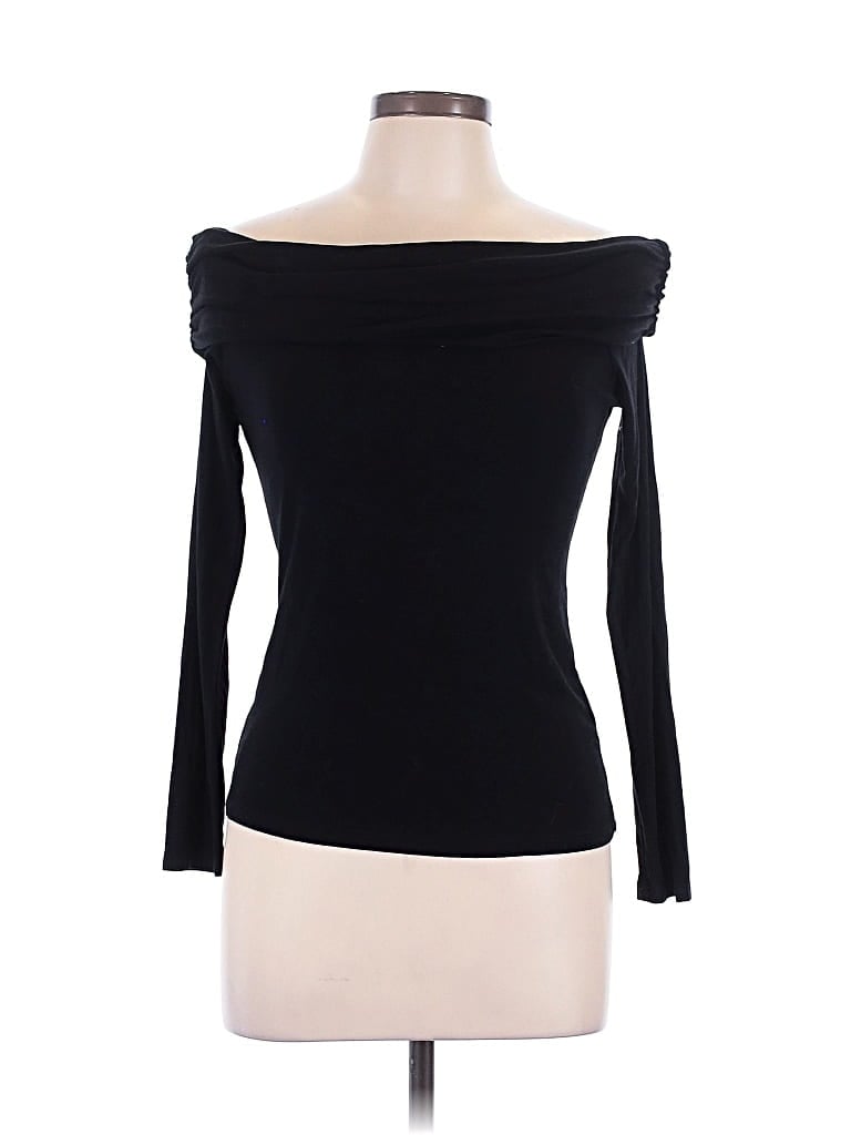 Pre-owned Prettygarden Long Sleeve Top Black Off The Shoulder Neckline Tops