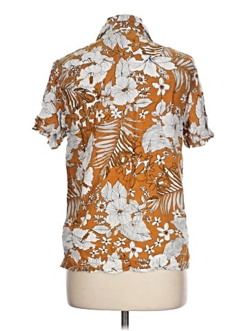 Denim & Flower Short Sleeve Blouse (view 2)