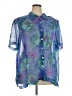 Studio C 100% Polyester Tropical Blue Short Sleeve Blouse Size 18 - photo 1