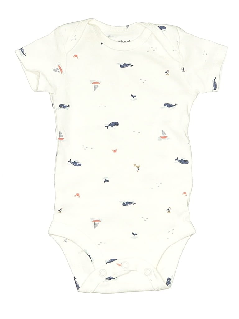 Pre-owned Just One You Made By Carter's Babies' Short Sleeve Onesie In Ivory