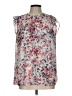 DKNY 100% Polyester Floral Multi Color Gray Sleeveless Blouse Size L - photo 1