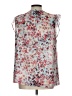DKNY 100% Polyester Floral Multi Color Gray Sleeveless Blouse Size L - photo 2