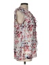 DKNY 100% Polyester Floral Multi Color Gray Sleeveless Blouse Size L - photo 4