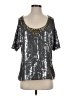 Boston Proper 100% Polyester Silver Short Sleeve Top Size S - photo 1