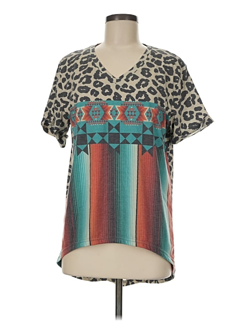 Pre-owned Crazy Train Short Sleeve Blouse In Teal