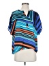 Madison Color Block Blue Short Sleeve Blouse Size S - photo 1