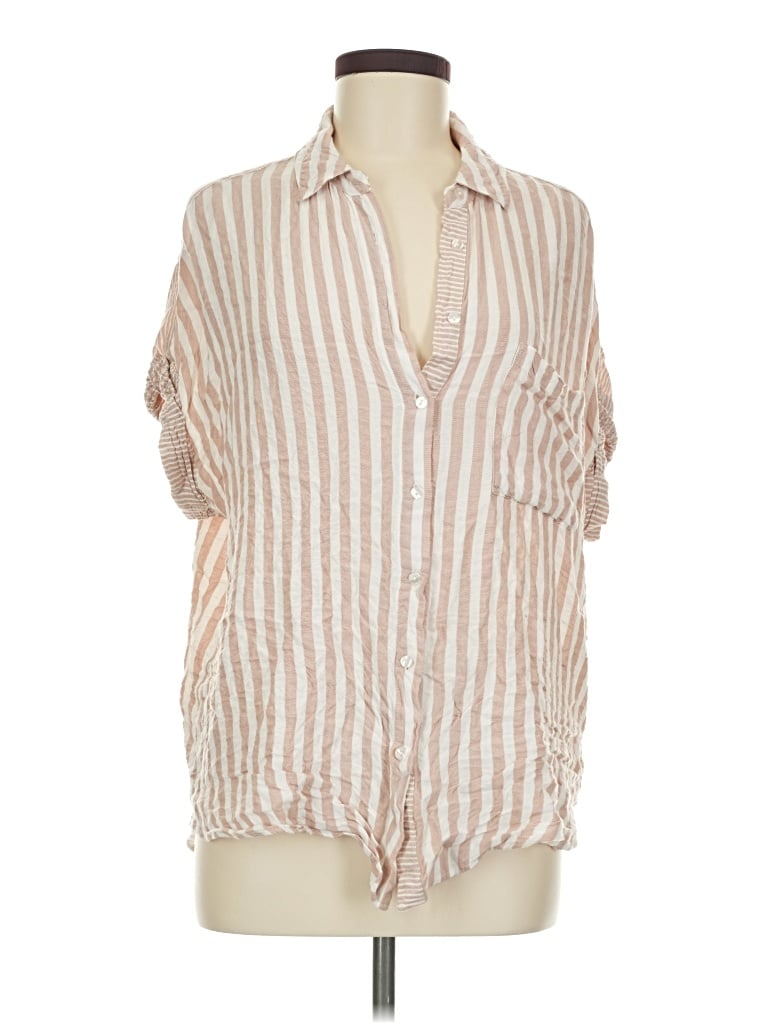Pre-owned Jane And Delancey Short Sleeve Blouse In Tan