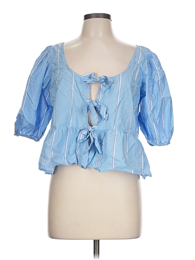Pre-owned American Eagle Outfitters 3/4 Sleeve Blouse In Blue