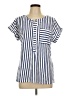 Notations Stripes Blue Short Sleeve Blouse Size L - photo 1