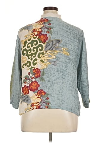 Citron Santa Monica Collection 3/4 Sleeve Silk Top (view 2)