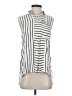 Topshop 100% Viscose Stripes Ivory Sleeveless Button-Down Shirt Size 4 - photo 1