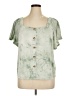 Ava James Green Short Sleeve Blouse Size XL - photo 1