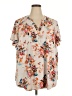 Torrid 100% Polyester Floral Tan Short Sleeve Blouse Size 3X Plus (3) - photo 1