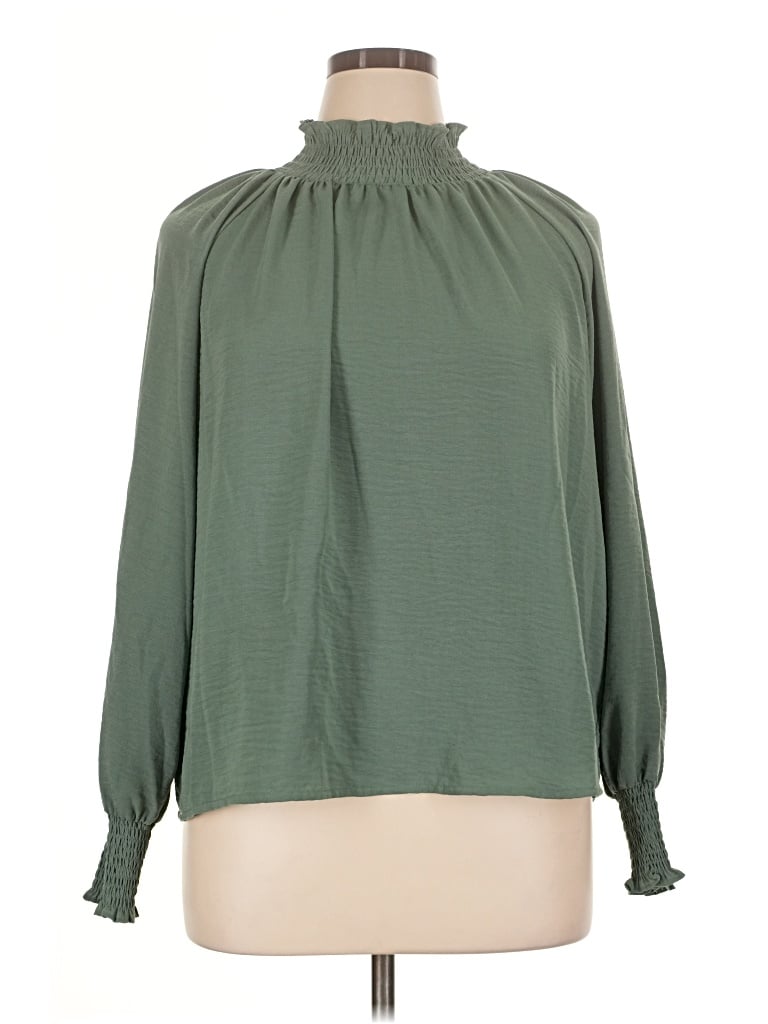 Pre-owned Nine West Long Sleeve Blouse In Green