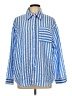Unbranded 100% Polyester Stripes Blue Long Sleeve Blouse Size L - photo 1
