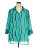 White Stag 100% Polyester Stripes Teal 3/4 Sleeve Blouse Size 22W/24W - photo 1
