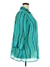 White Stag 100% Polyester Stripes Teal 3/4 Sleeve Blouse Size 22W/24W - photo 4