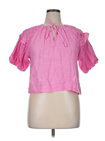 Self Contrast Short Sleeve Blouse (view 1)